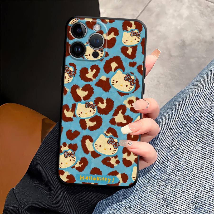 Case for iPhone 17Air XR XS Max 13 12 11 17 Pro Max 15 16 14 Plus 7 8 Black Soft Phone Cover Sanrio Hello Kitty