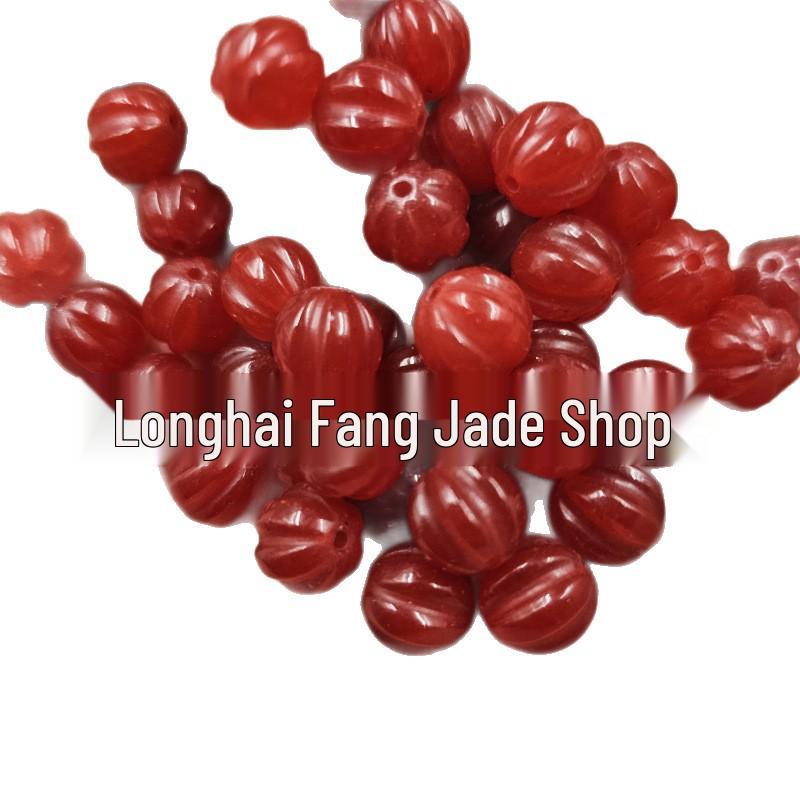 Red Quartzite Jade Round Bead Bracelet/Necklace - Chicken Blood Pumpkin Gemstone Accessory