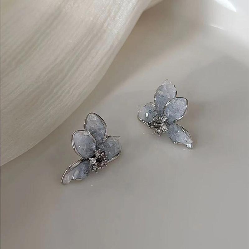 Korean Colorful Crystal Flower Butterfly Dangle Earrings For Women Party Wedding Exquisite Elegant Jewelry Accessories Brincos