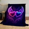 1pc Hearts Wings Outdoor Flannel Blanket Soft Warm All-Season Throw for Sofa Bed Car Camping Office, Cozy Gift Idea1319S