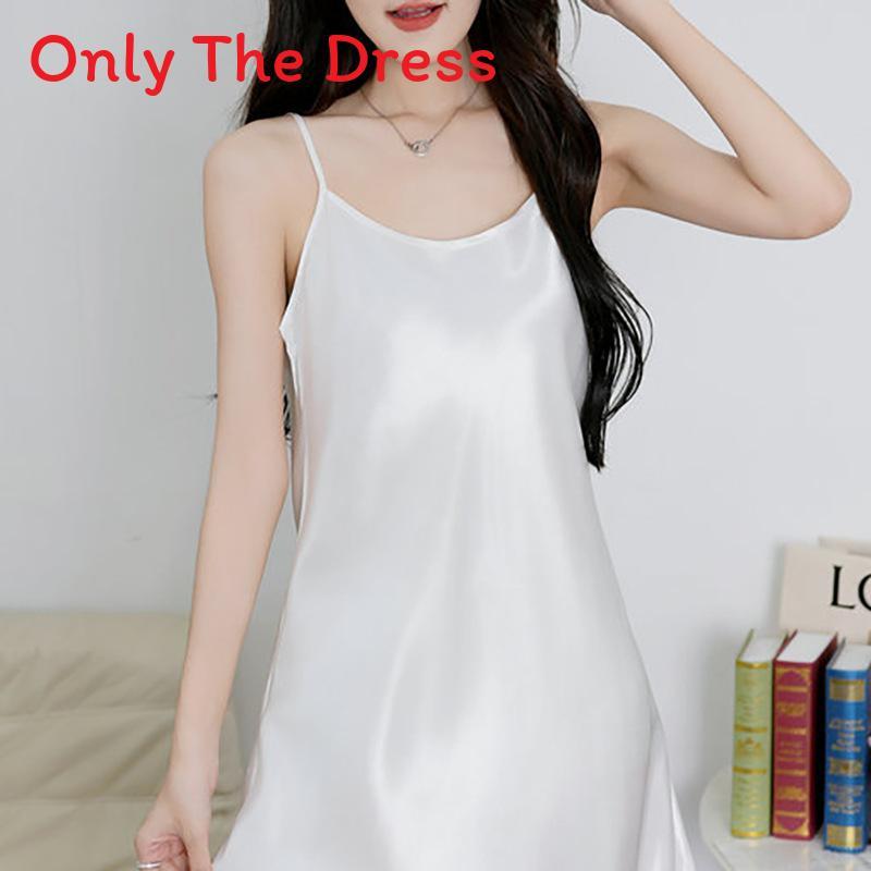Lady Sleep Dress Silklike Satin Camisole Nightgown For Comfortable Lounge And Sleep