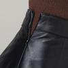 Genuine Leather A-Line High Waist Skirt for Women - Spring/Autumn Sheepskin Umbrella Skirt