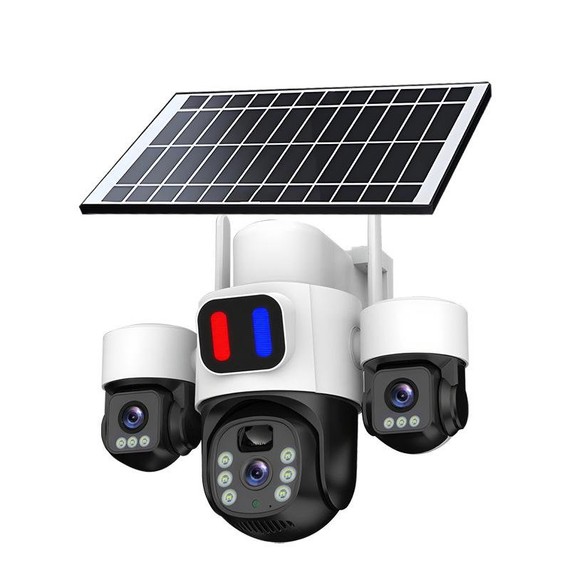 6MP Ultra HD 4G Solar Outdoor WiFi Surveillance Camera with Three Lenses