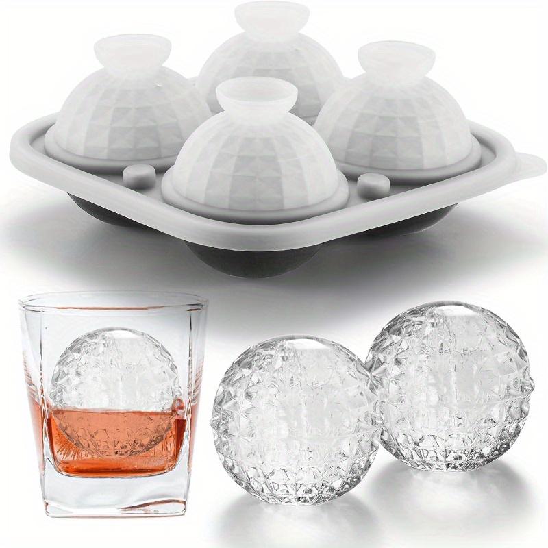 Large Silicone Whiskey Ice Mold, 3D Sphere Crystal Ball Tray with Funnel for Bourbon Brandy, Bar Gift
