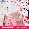 Valentine'S Day Pink Heart Print Home Decor Pillowcase Bedroom Living Room Sofa Decoration Polyester Cushion Cover With Zipper