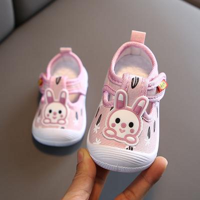 Spring and Autumn 0-1-2 Year Old Baby Square Mouth Shoes Toddler Calling Shoes Baby Shoes Soft Sole Shoes Cloth Sandals Princess Shoes