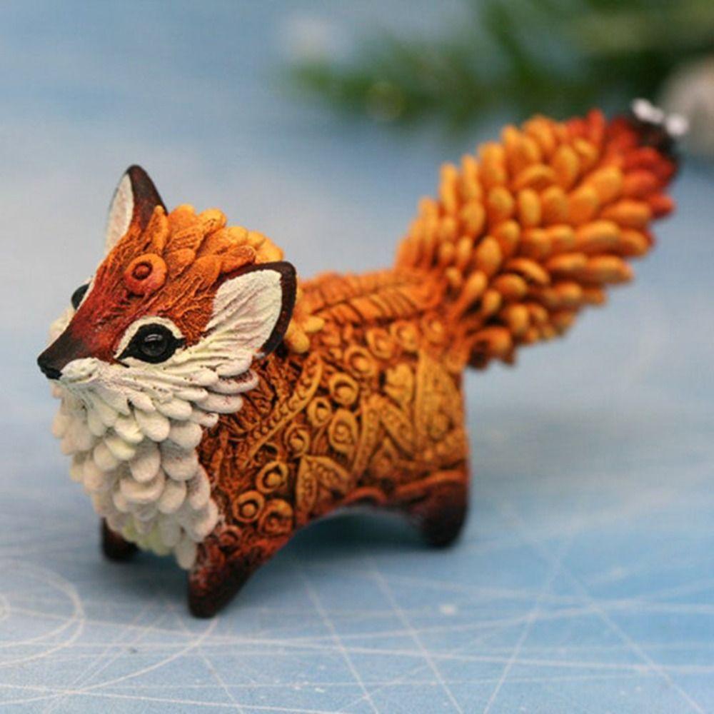 Fox Totem Statue Animal Resin Crafts Ornaments Desktop Decorations Totem Fox Miniature Figurine