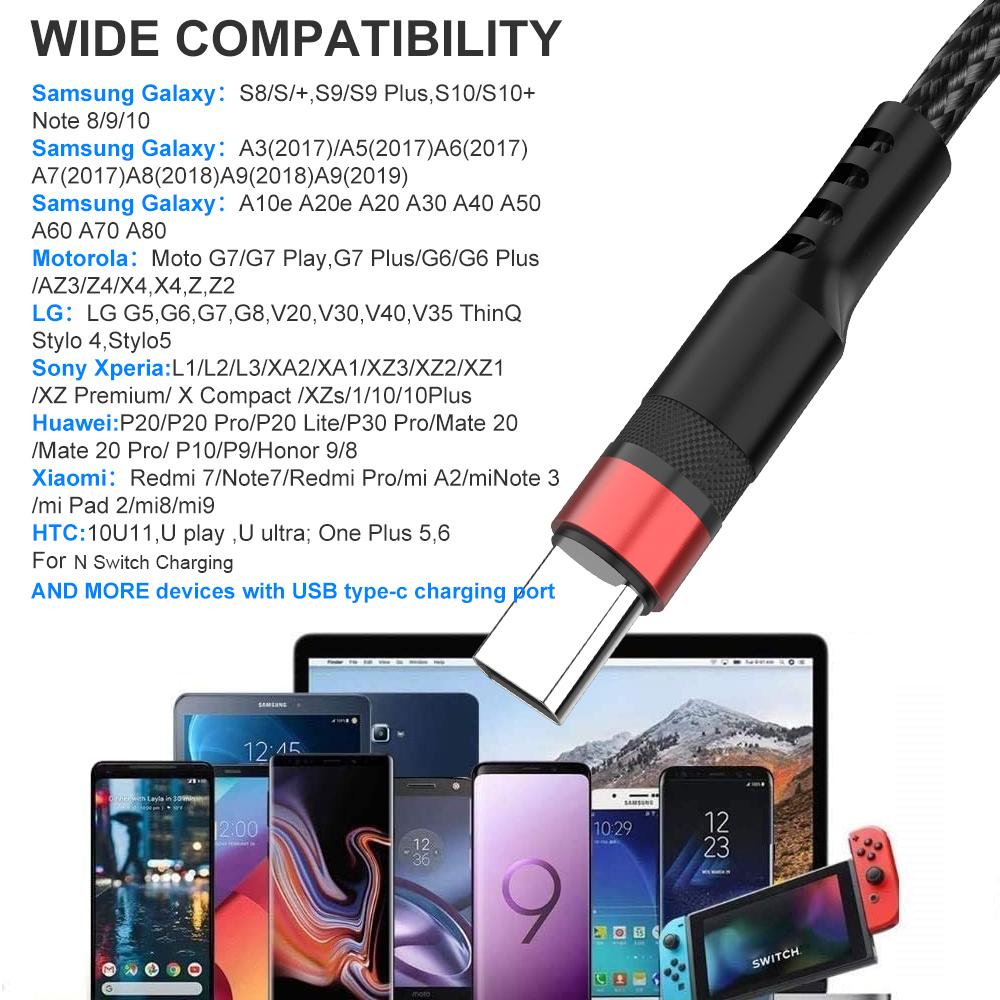 Nylon Braided Male to Male 3A Fast Charging Data Cable Type C Type C PD Charging USB Cable for Camera Computer 12-Month Warranty