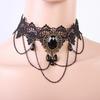 Black Gothic Punk Choker with Tassel - Retro Style Clavicle Necklace for Women