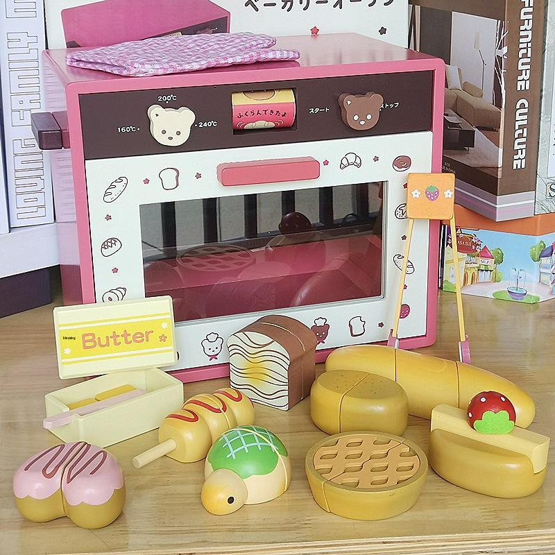 Kids' Strawberry Wood Toy Microwave & Toaster Set: Pretend Play Kitchen Gift