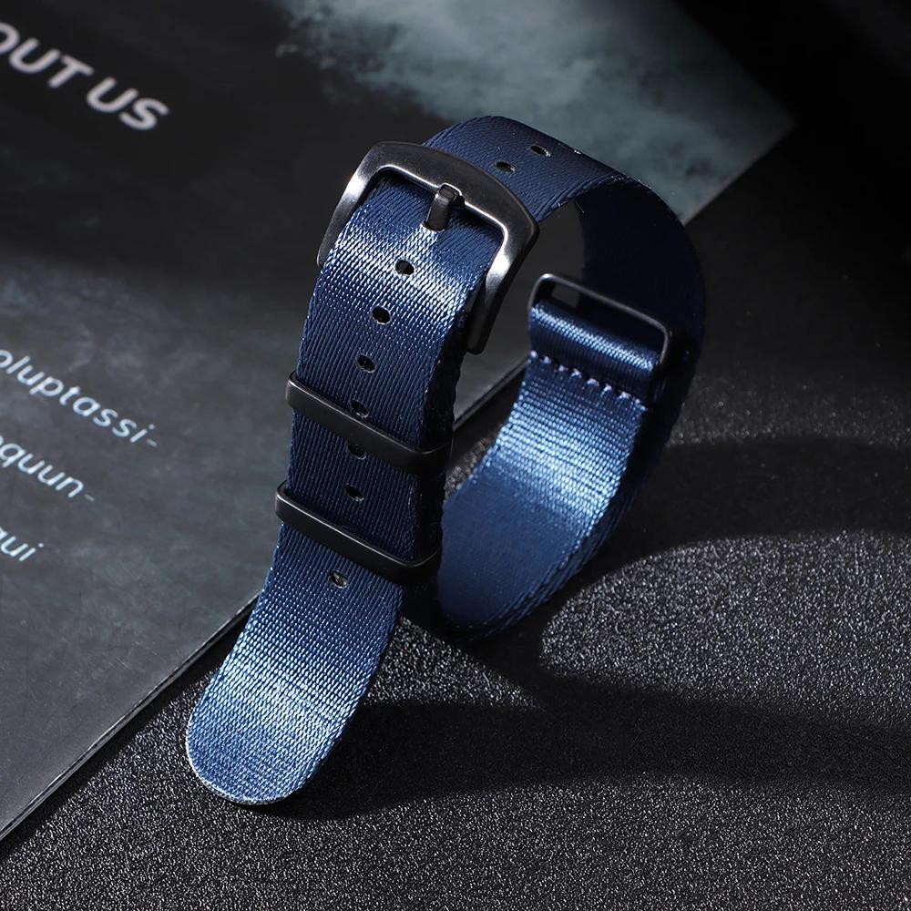 Ribbed Nylon Watchband Nylon Watch Strap 20mm 22mm Watchband Black Buckle Bracelet for Military Sport Watch Band Accessories
