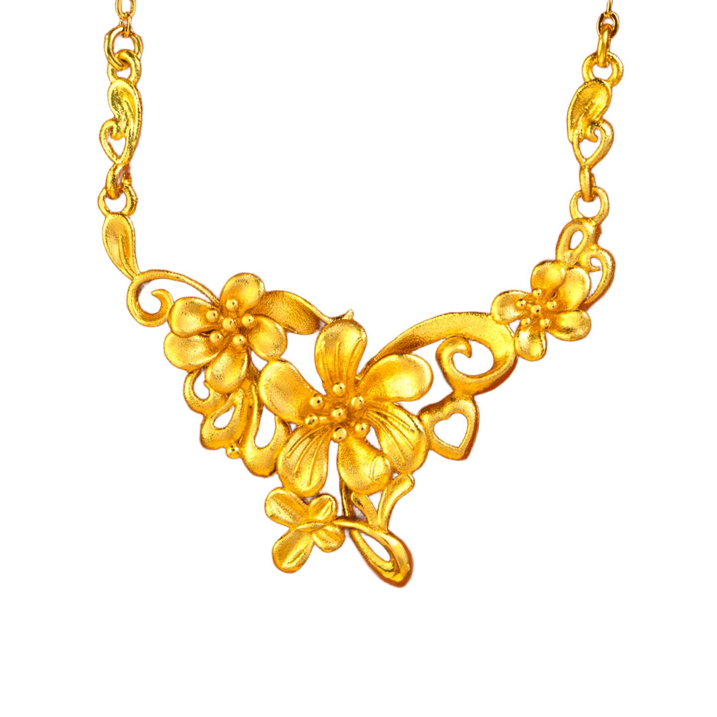 

Three Lives Floral Necklace for Women: Imitation Sand Gold Wedding Jewelry Set
