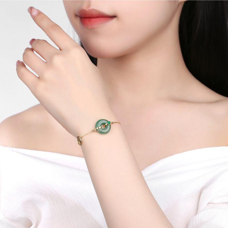 

Оригинальный браслет Duoyin S925 с инкрустацией натуральным африканским куифу в виде символа мира, подарок на День матери для женщин 19CM 22K Gold