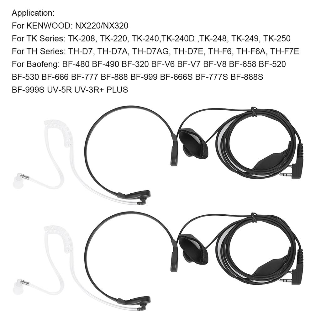 2pcs Two Way Radio Headphone Throat Microphone Headset Fit for BaoFeng UV-5R UV-6R UV B5 BF-888S