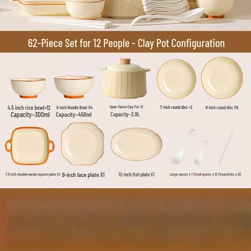Zhishi Underglaze Cream Style Ceramic Dinnerware Set