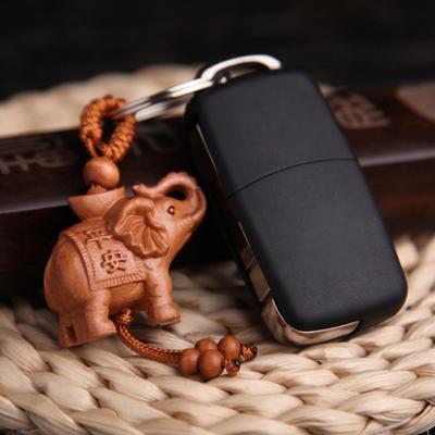 Ahşap Fil Kolye Unisex Araba Anahtarlık Anahtarlık Hediye