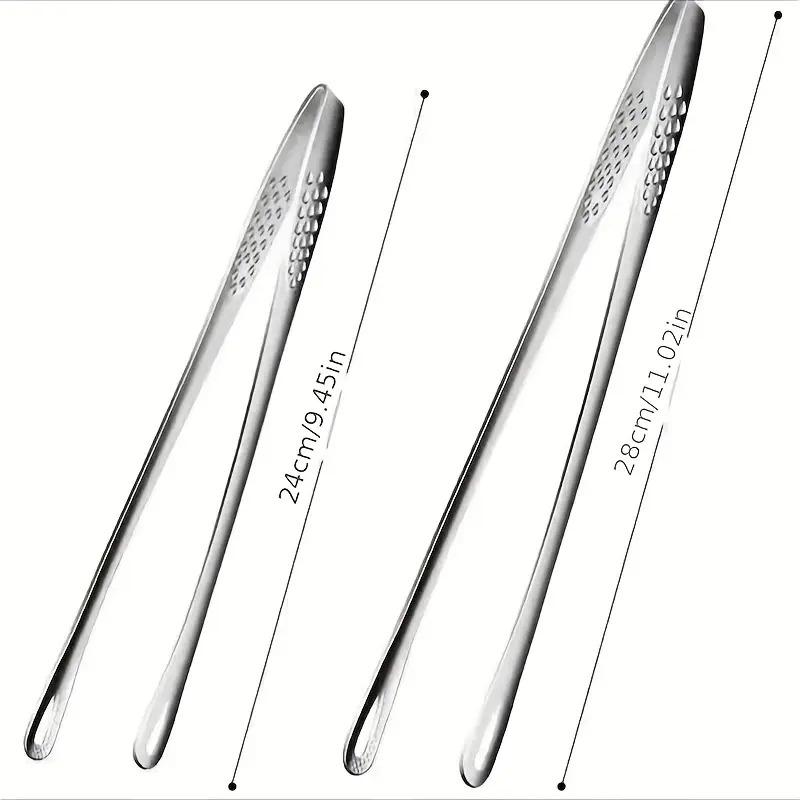 

2pcs stainless steel multi-purpose food tongs, heat-resistant. Ideal for BBQ, baking, camping and daily kitchen use. S+L