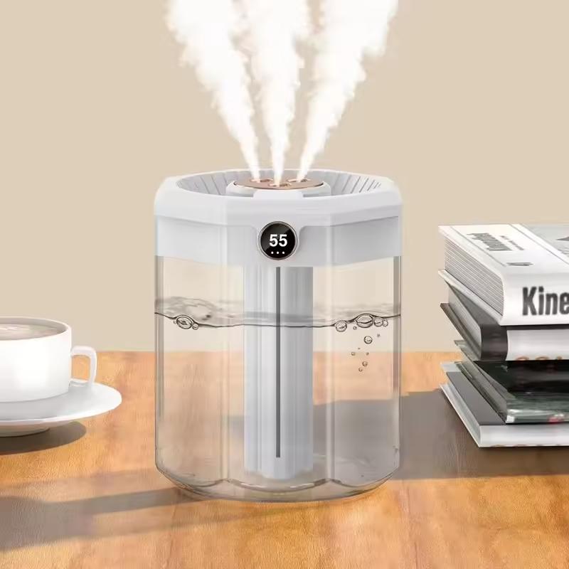 USB Digital Display 2-Liter Silent Humidifier Disinfection Night Light Three-Spray Modes Pregnant Women Offices Household Hotels