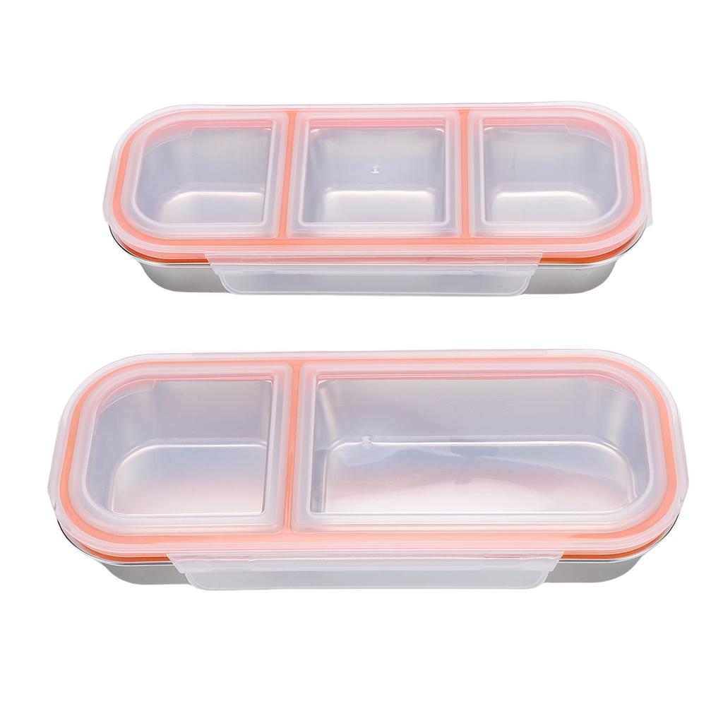 2pcs Lunch Container 700ML 600ML Leak Proof Stainless Steel Dishwasher Safe Lunch Storage Box with Compartments for