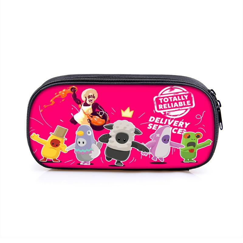 Fall Guys Cartoon Pencil Case For Students With Nylon Material Storage Organizer