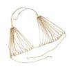 Moda Feminina Retro Sexy Dourado Cristal Liga Bikini Sutiã Correntes Joias Corpo Colar