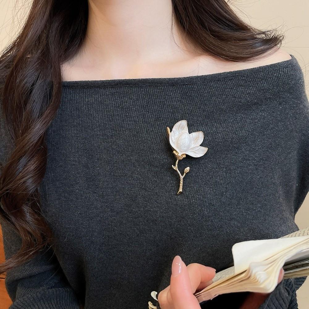 Zinc Zinc Alloy Magnolia Flower Brooch Orchid Flowers Banquet Clothes Metal Pin  Clothes Accessories