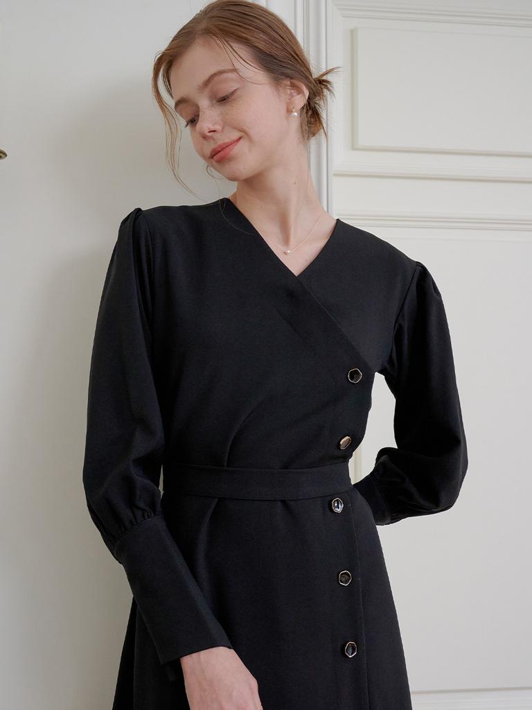 BIBYSEOB Diagonal Long Dress Black [T41]