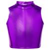 Girls Shiny Metallic Crop Tank Top Ballet Dance Jazz Hip Hop Performance Costumes