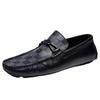 Herrenschuhe Doudou-Schuhe Ein-Pedal-Faul-Fahren-Lederschuhe Sommer Low-Top Kariert Rindsleder-Oberfläche Freizeitschuhe Einzelne Schuhe