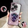 Butterfly Glitter Mirror Holder Phone Case For Huawei P30 Lite P40 P50 P60 Pura 70 Pro Mate 40 50 60 70 Shockproof Stand Cover