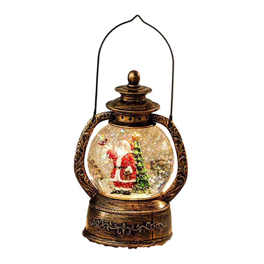 Oświetlona Świąteczna Kula Śnieżna Latarnia Pudełko Muzyczne z Wirującym Brokatem Lampka Nocna na Święta do Sypialni Salonu Półki Imprezy