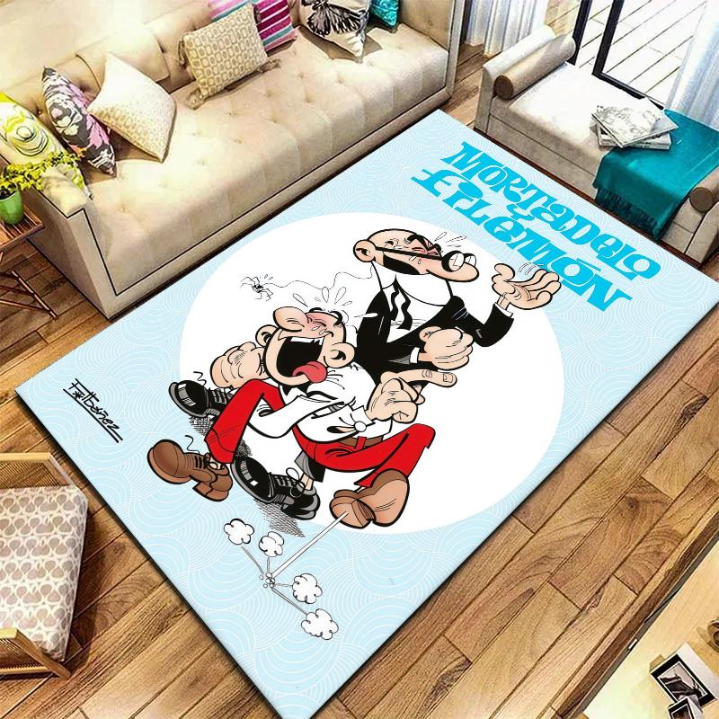 Mort Phil Mortadelo Y Filemon Carpet Rug for Living Room Bedroom Home Sofa Decoration,Kids play Nonslip Floor Mat