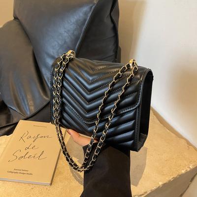 Bolsa Pequena Quadrada Feminina de Moda Retrô de Ombro Único Bolsa Transversal Bolsa de Mão Estilo Minimalista Bolsa de Corrente Feminina Adequada para Viagem-zmt