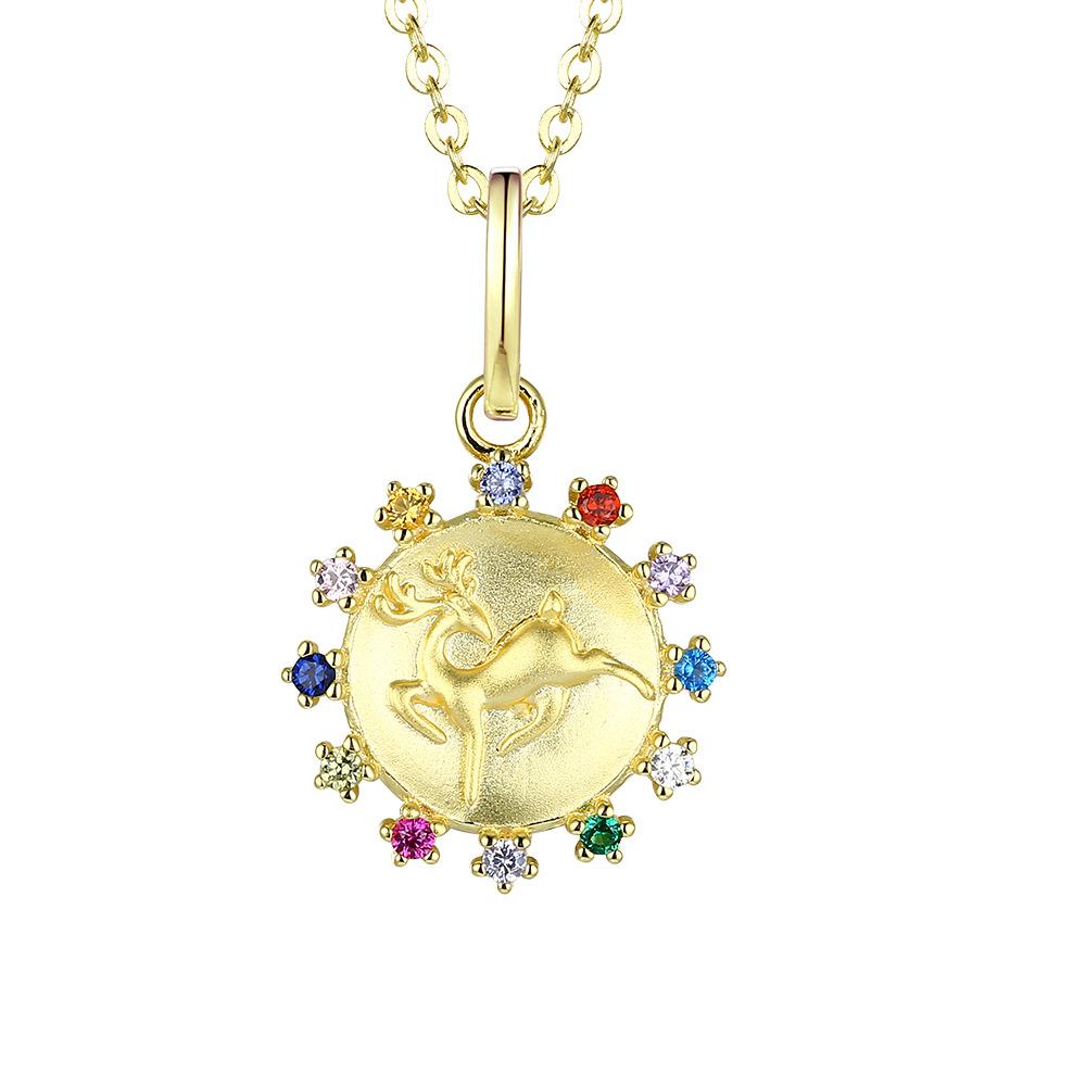 

925 sterling silver Dunhuang style accessories 2025 autumn and winter new collarbone chain niche versatile high-end deer necklace female tide 925 silver