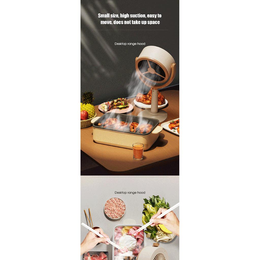 Desktop Range Hood Extractor Exhaust Portable USB Charging Mini Range Hood Adjustable Angle for BBQ Hot Pot Kitchen Appliance