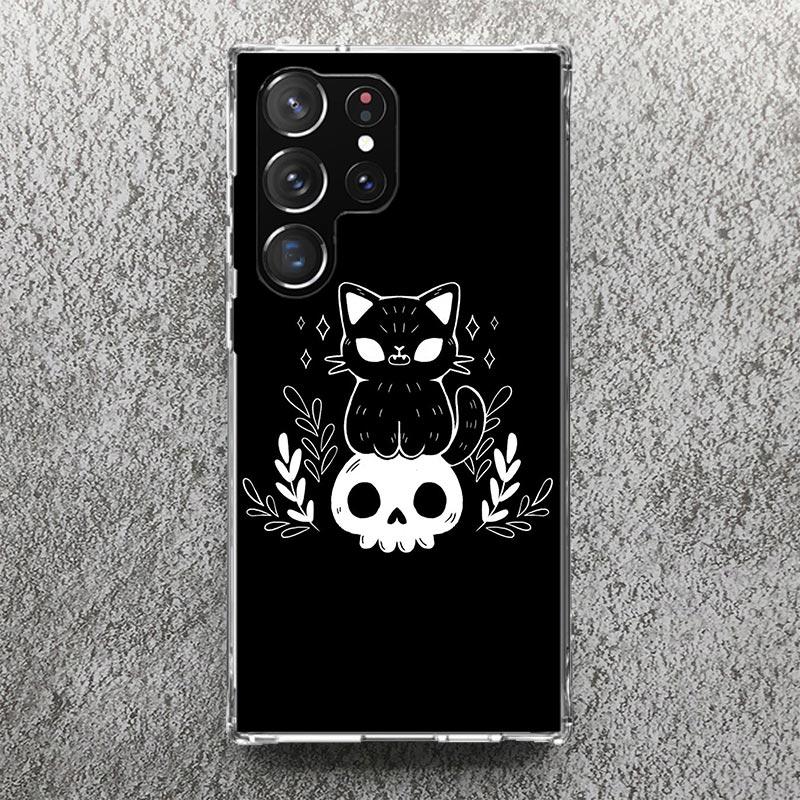 Witch And Cat Colorful Cute Phone Case For Samsung Galaxy S25 S24 S23 Ultra S22 Plus S21 S20 FE S10 + S25Ultra S24U Soft Cover S