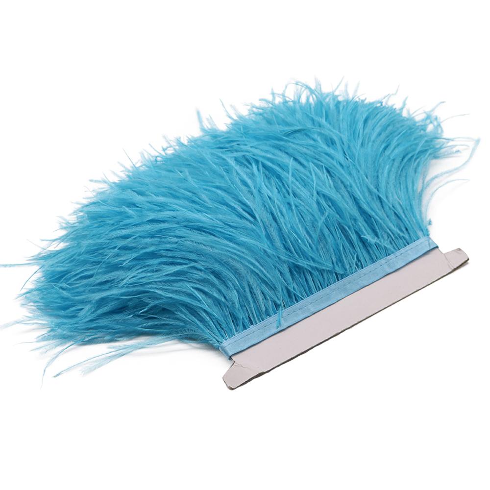 Feather1M Natural White Fluffy Ostrich Feather Trims for DIY Craft Wedding Decoration Colored Plume Ribbon Sewing dress Clothing 8-10cm
