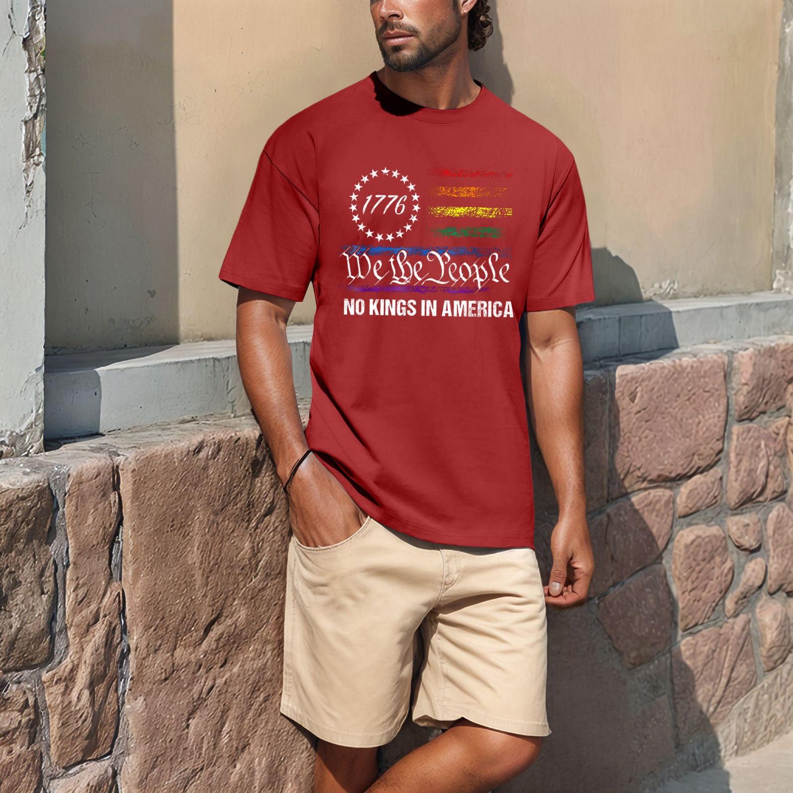 

Популярна літня чоловіча футболка з круглим вирізом і короткими рукавами M червоний