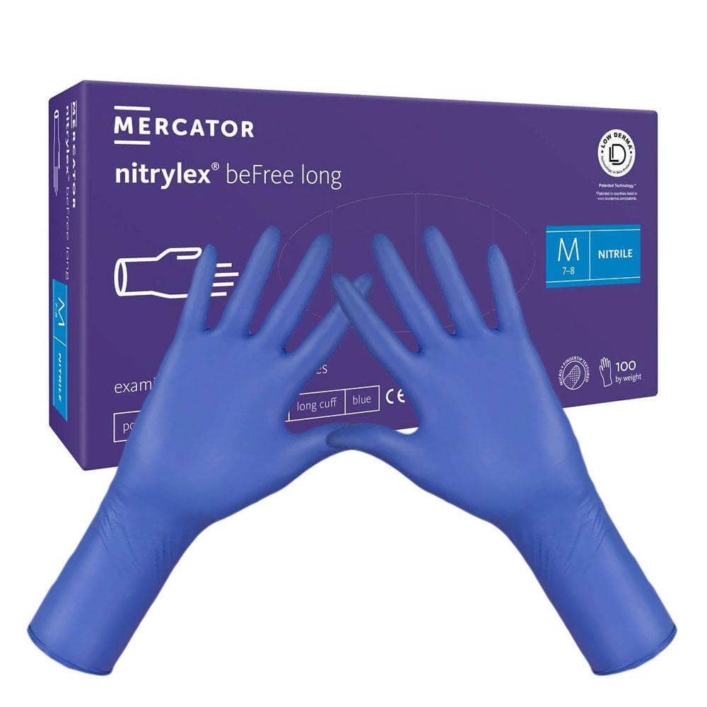 Nitrile Gloves Blue Mercator Nitrylex Befree Long 100 Pcs