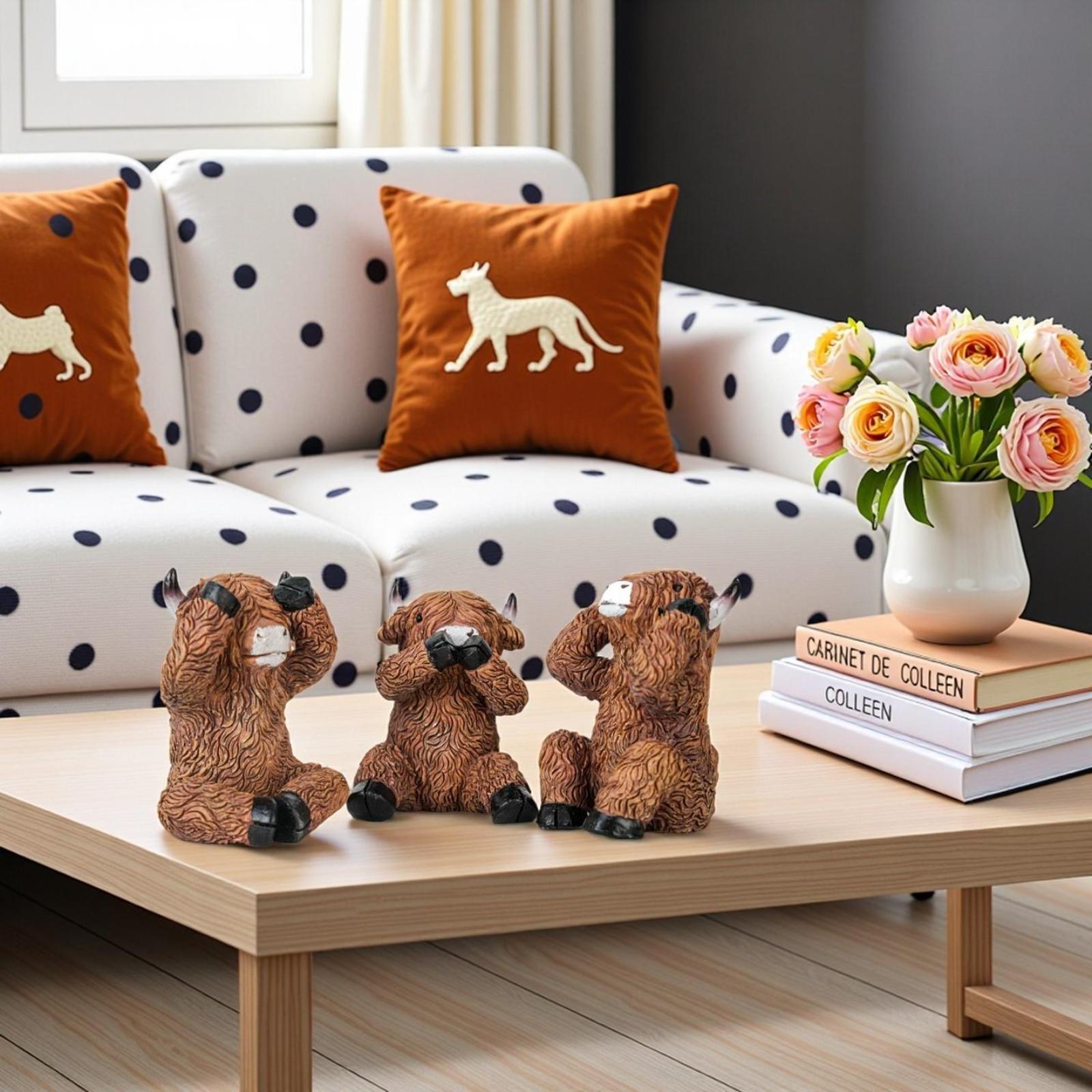 

Cow Resin Figurine – Hear No Evil, Speak No Evil, No Evil – Creative Craft Ornament, Desktop Home Decor Gift. One Size