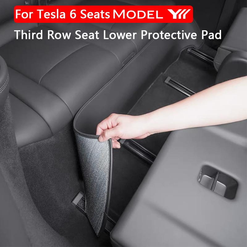 Third Row Seat Lower Protective Mat For Tesla Model YL 6-Seater Leather Under Seat Anti-kick Pad Cover Car Interior Accessories