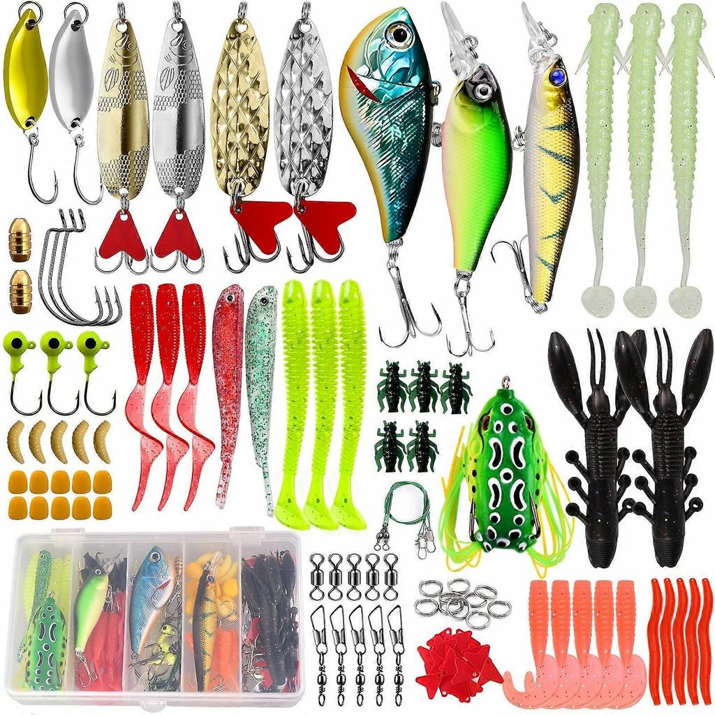 88PC Fish Lure Set: Full-Swim, Glitter Vib, Pencil, Frog, Soft Lures — Compatible with Perch & Black Fish