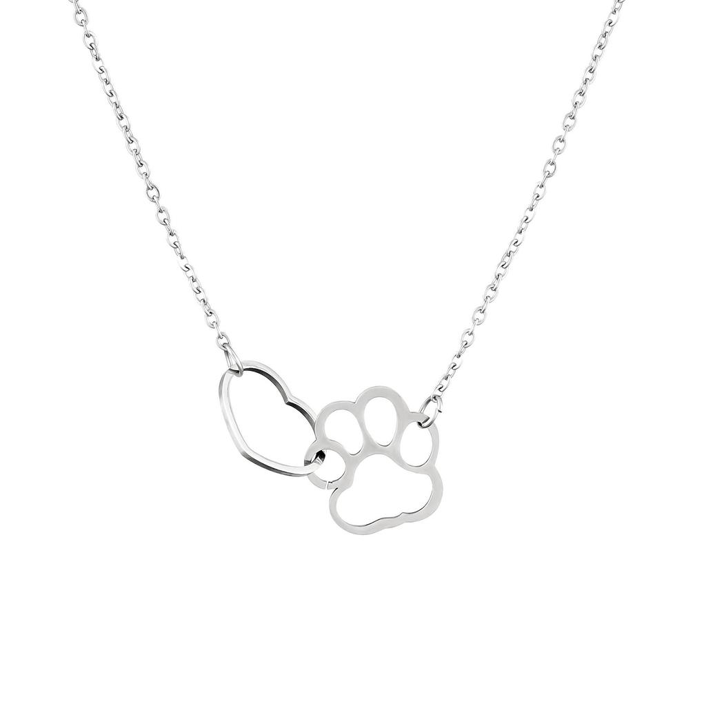 Promotional Cute Necklace, Cartoon Pet Footprint Love Hollow Stainless Steel Pendant Item