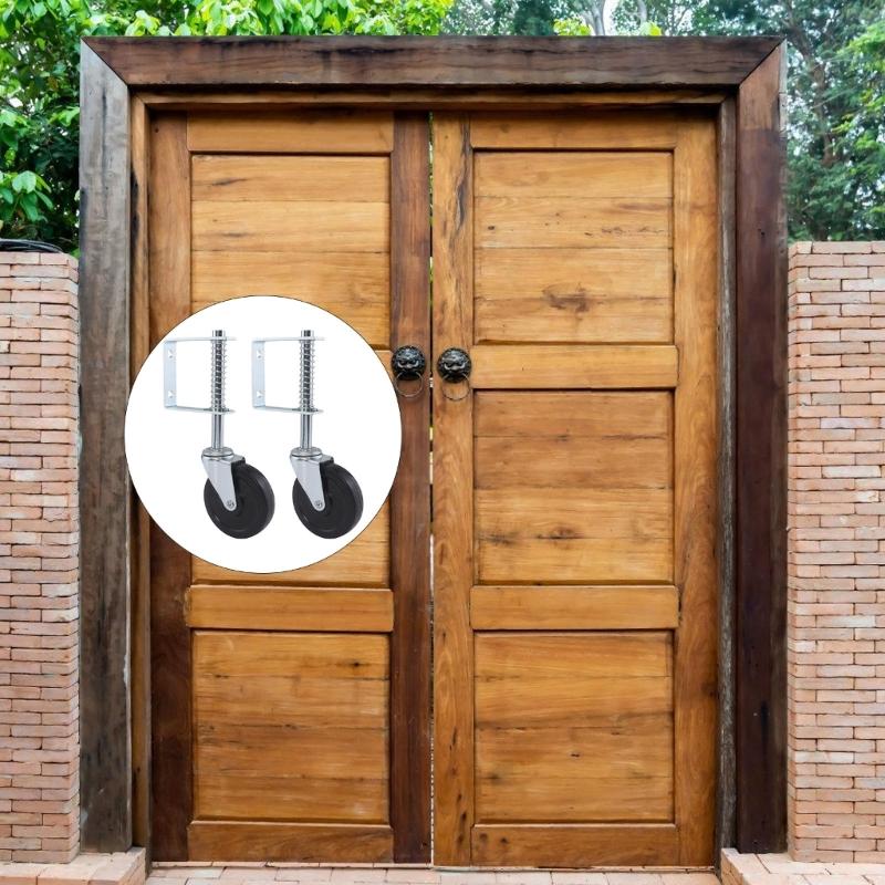Pack of 2 Portable Sturdy Swivels Castors Wheel Accessory for Wood Gate and Fence Spring Loaded Designs Daily Use