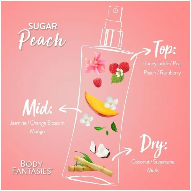Body Fantasies Body Fantasies Signature Sugar Peach By Parfums De Coeur Body Spray 8 Oz  240 Ml  Women 