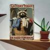Vintage Raccoon Laundry Tin Sign Wall Art Retro Kitchen Bathroom Decor