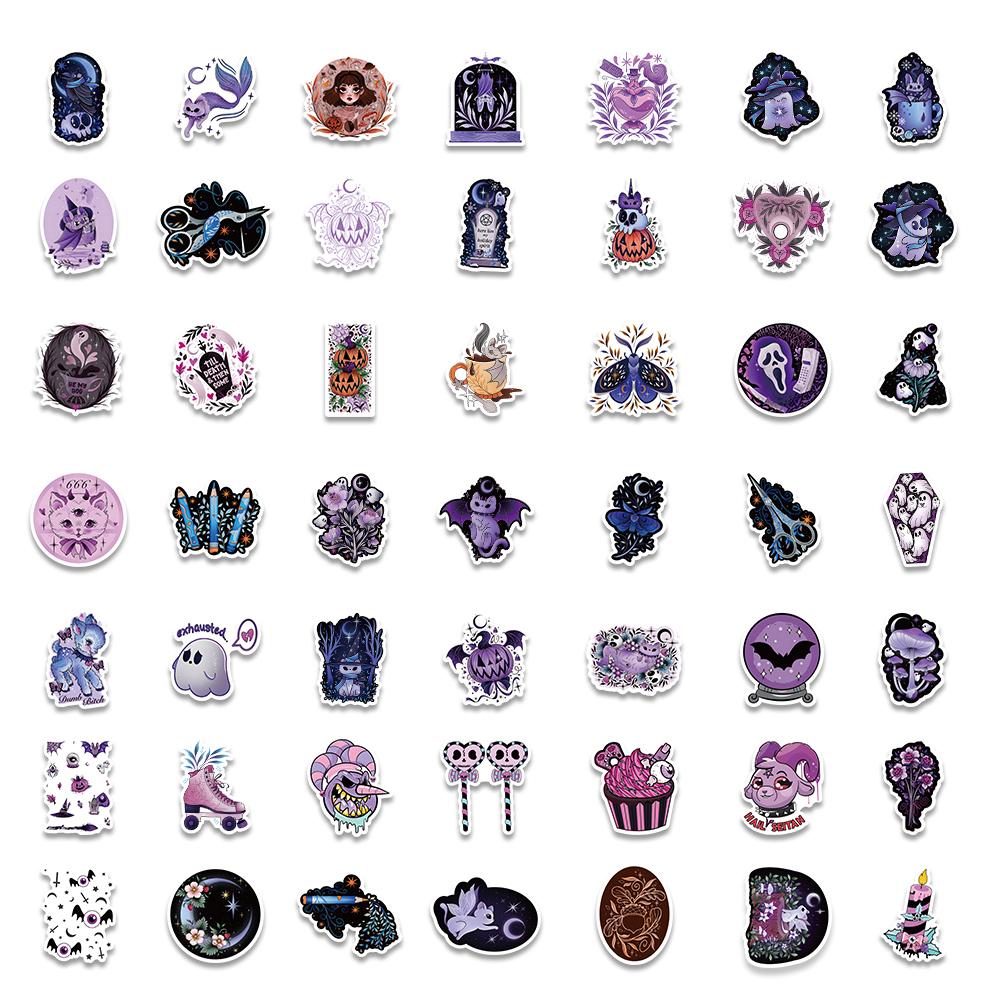 50 100Pcs Cute Cartoon Gothic Evil Witch Ghost Stickers Luggage Guitar Fridge Car Scooter Halloween Sticker Vinyl Decals