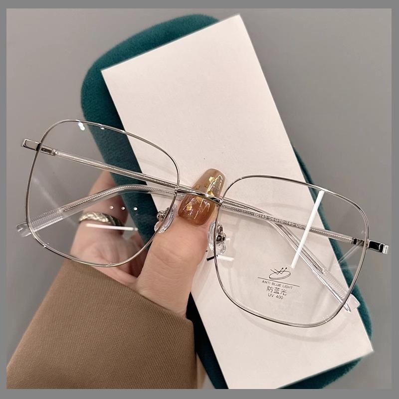 Small Frame Fashionable Square Glasses Flat Lens Personalized Anti Blue Light Glasses Temperament Women's Glasses