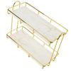 Bathroom Storage Rack Gold White 2 Tier Makeup Shelf Humanized Structure Anti Slip Counter