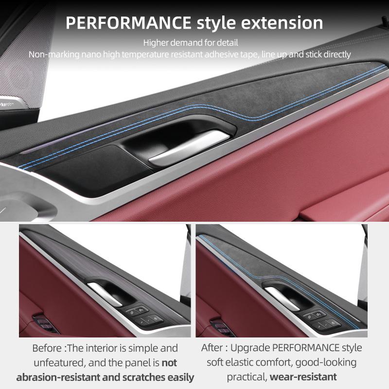 For BMW X3 G01 G08  X4 G02 Made of Alcantara Car Interior Door Panel Trim Strips Performance Stickers 4pcs Tuning Accessories